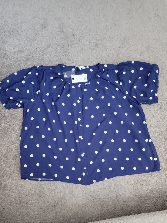 Rose & Olive Tops - Rose & Olive Polka Dot Blouse in Blue & White Size 2x NWT